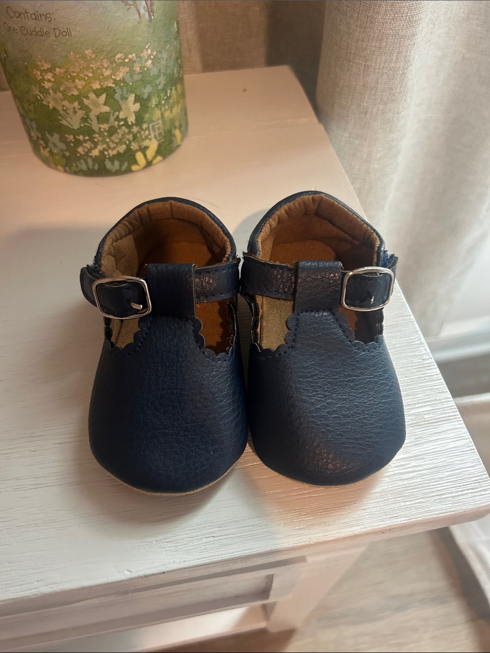 Classic Navy Baby T-Strap Walker Shoes with Buckle